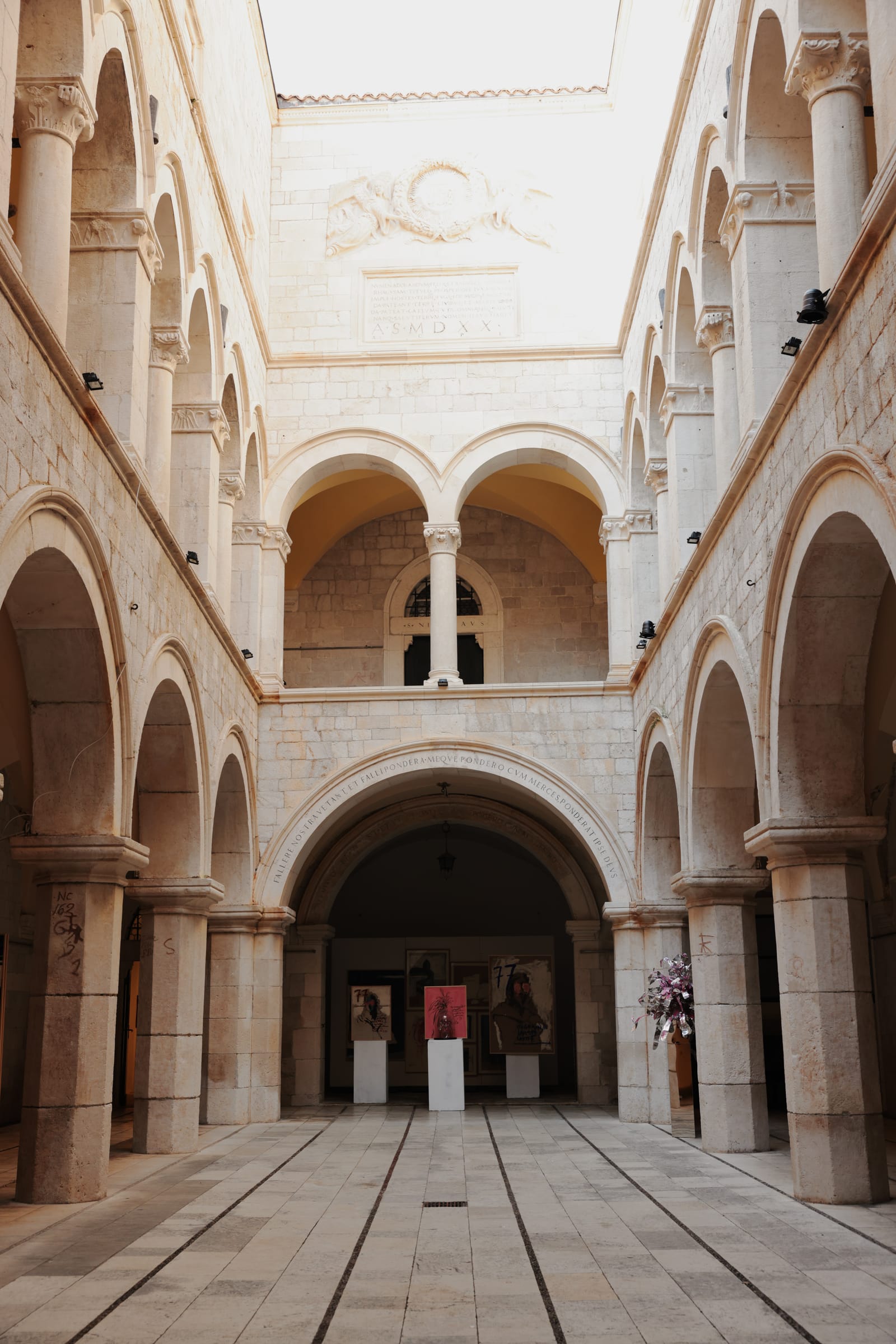 The courtyard of Sponza Palace in Dubrovnik